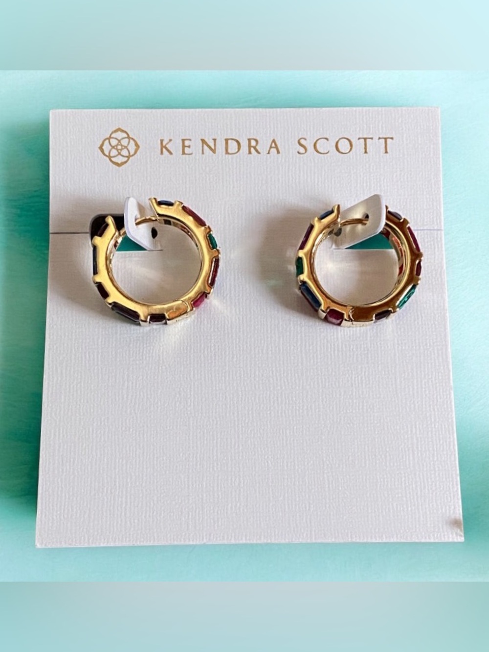 Kendra Scott Jamie multicolor goldtone huggie earrings